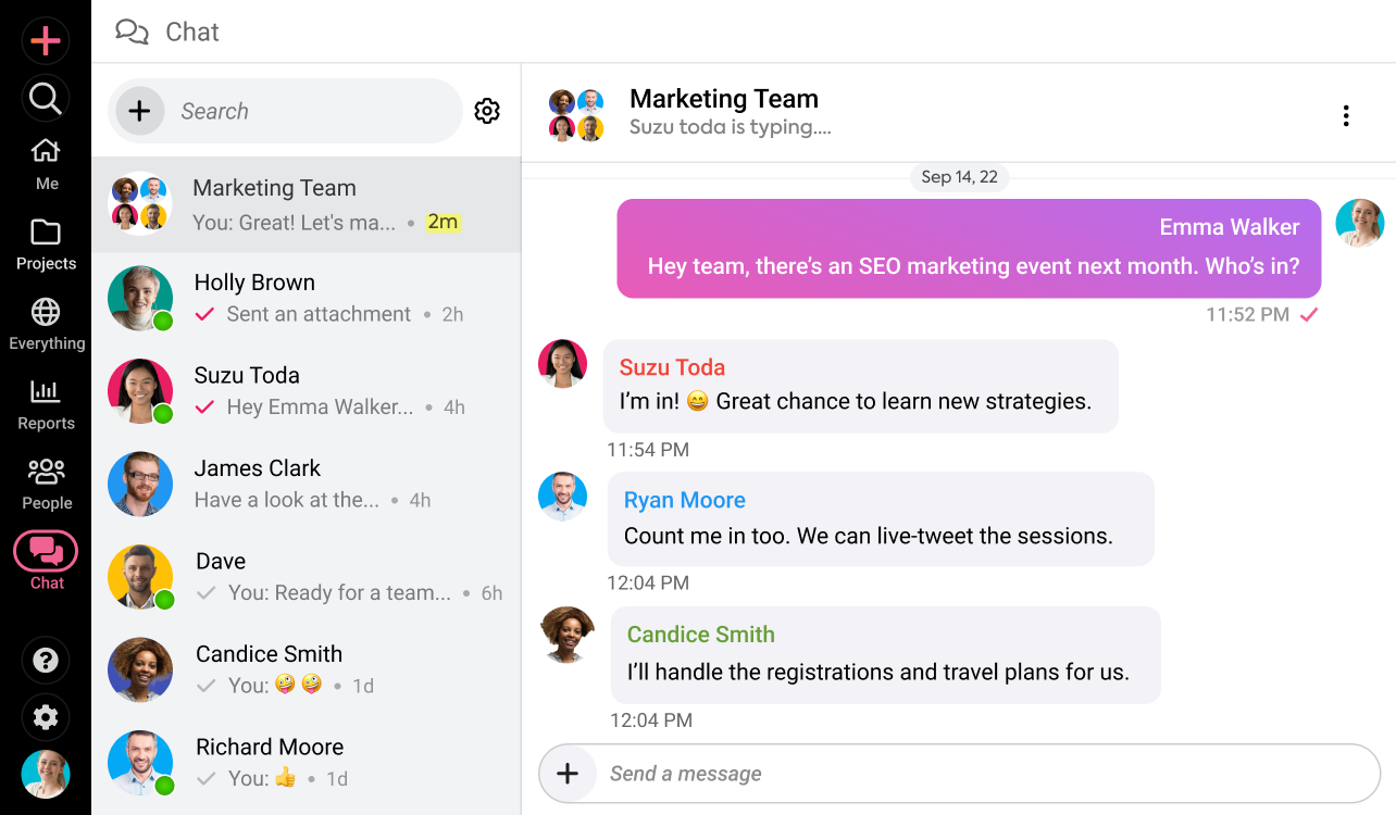 ProofHub’s chat for effective agile team communication